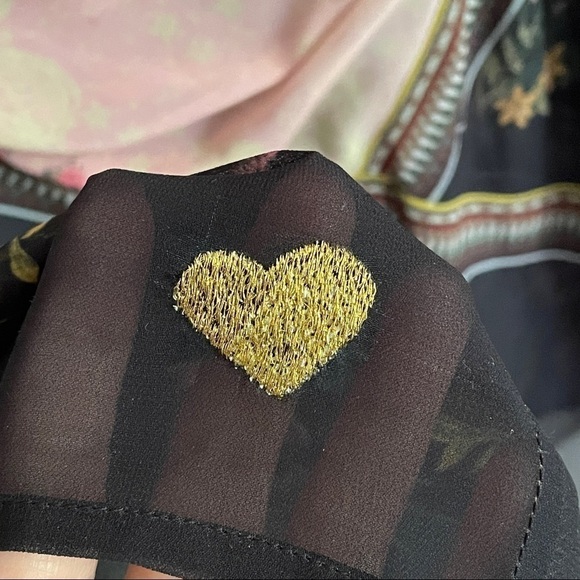 Desigual Elo Sheer Floral Chiffon Flapper Bejeweled Neckline Midi Knee Dress - S - Picture 10 of 14